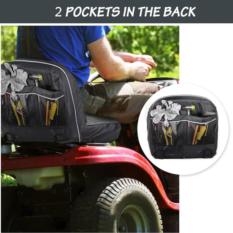 HOMEYA Riding Lawn Mower Seat Cover, Heavy Duty 600D Oxford Waterproof Tractor Seat Cover with Padding & Back Pockets, for 12.2-14.2 Inches High Seats, Fits Husqvarna Cub Cadet Seat Without Armrests - Image 4